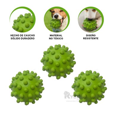 PELOTA PERROS RYBIU RESISTENTE VERDE + ENVOLTORIO REGALO