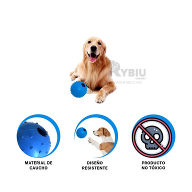 PELOTA PERRO RYBIU DURADERA EN AZUL + REGALO STICKERS