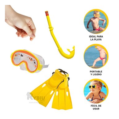 KIT NATACIÓN RYBIU 55954 CON ACCESORIOS RESISTENTES AMARILLO + GIFT MINIAGENDA
