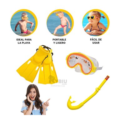 SET NATACIÓN RYBIU 55954 NIÑOS AMARILLO + PAPEL REGALO