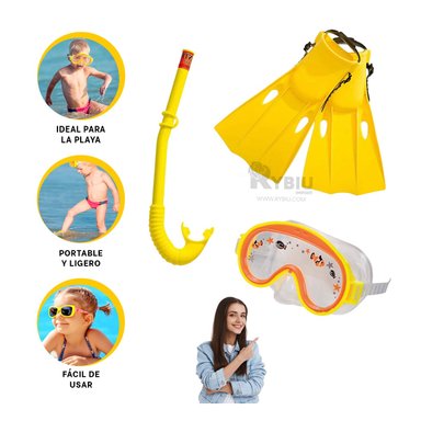 SET NATACIÓN RYBIU 55954 NIÑOS AMARILLO + PAPEL REGALO - 3