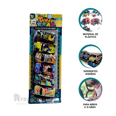 SET DE CARRITOS DE 6 UNIDADES MULTICOLOR Y+REGALO AGENDITA - 1