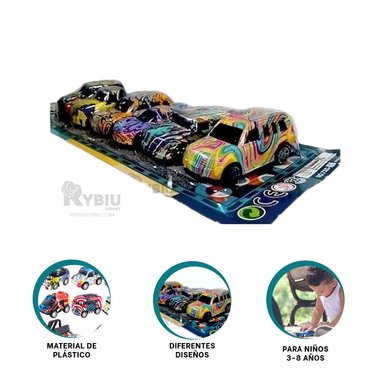 SET DE COCHES DE 6 CARRITOS EN MULTICOLOR Y+GIFT STICKERS - 1