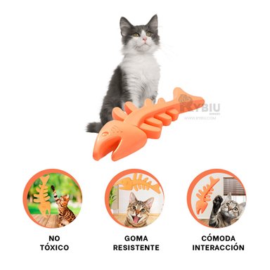 JUGUETE PERROS Y GATOS RYBIU PEZ AGUA NARANJA + POST-IT ADHESIVOS