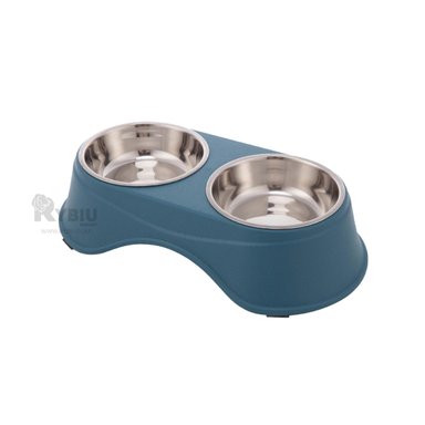 PLATO PERRO Y GATO PC120 RYBIU SERVIR COMIDA MASCOTAS AZUL OSCURO + STICKERS