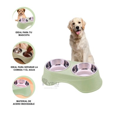 PLATO ACERO PERRO Y GATO PC120 RYBIU VERDE CLARO + ENVOLTORIO REGALO