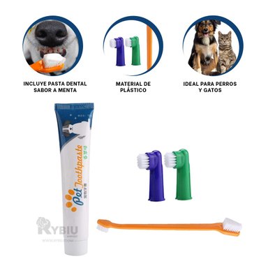 SET ACCESORIOS PERROS GATOS RIPLEY MA29836 PASTA DENTAL SABOR A MENTA MULTICOLOR + STICKERS
