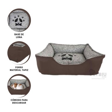CAMA PERROS MA31029 FORRO INCLUIDO TALLA L MARRON RYBIU + PAPEL REGALO