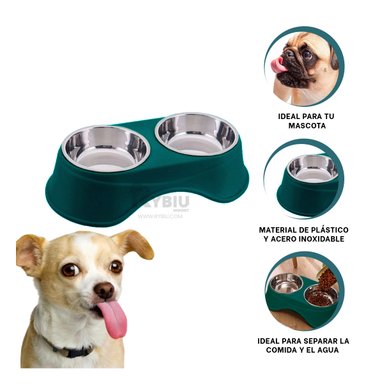 PLATO PERRO Y GATO PC120 RYBIU COMIDAS MASCOTAS VERDE OSCURO + MINIAGENDA