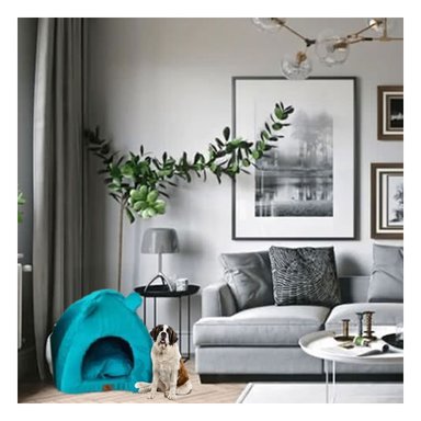 CAMA MASCOTAS RYBIU AZUL REY TALLA L + PAPEL REGALO