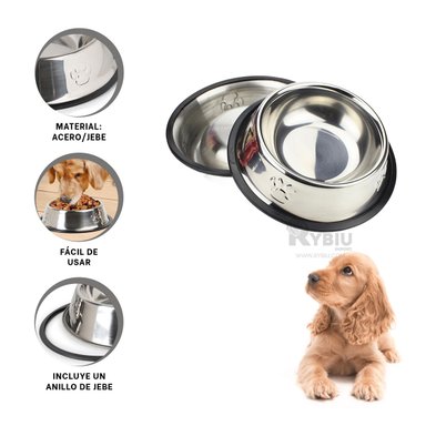 COMEDERO PERRO Y GATO MA31271 RYBIU LIGERO TALLA M 22 CM + BANDERITAS ADHESIVAS