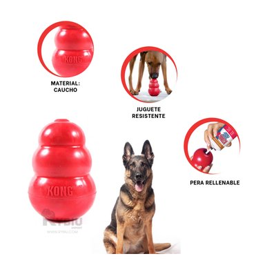 JUGUETE PERROS RYBIU PERA MORDIBLE VERSATIL EN ROJO GRANDE + BANDERITAS ADHESIVAS