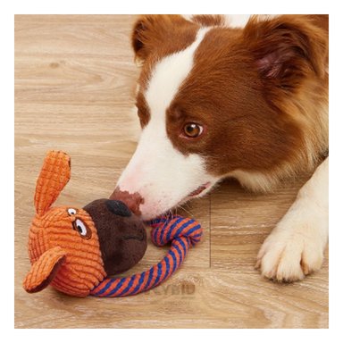 PELUCHE PERRO RYBIU CON LAZO MASTICABLE + PAPEL REGALO