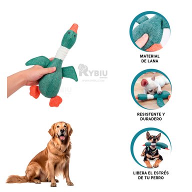 JUGUETE PERROS Y GATOS RYBIU SIMPLE PATO VERDE + POST-IT ADHESIVOS