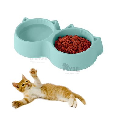 PLATO COMIDA GATO MA31285 RYBIU DOBLE CELESTE + PAPEL REGALO