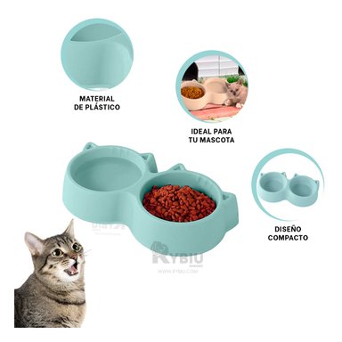 COMEDERO GATO MA31285 RYBIU OREJAS CELESTE + ENVOLTORIO REGALO