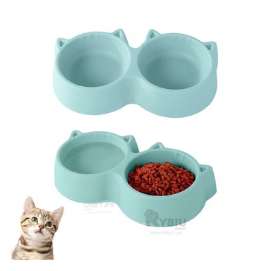 COMEDERO GATO MA31285 RYBIU CON 2 DIVISIONES CELESTE + REGALO STICKERS