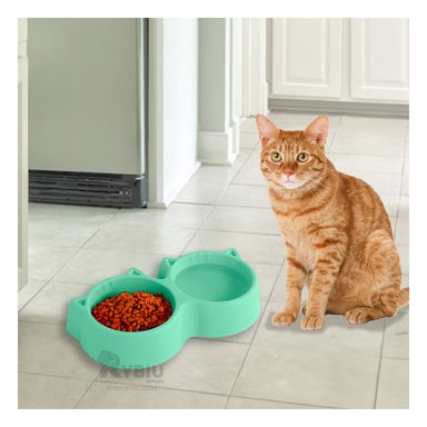 PLATO COMIDA GATO MA31286 RYBIU DOBLE VERDE + PAPEL REGALO