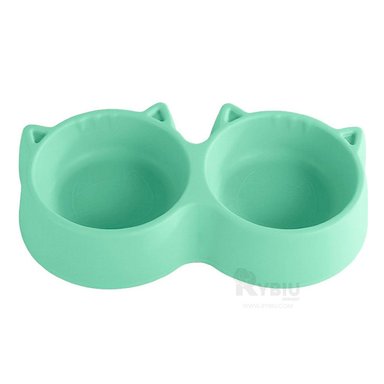 COMEDERO GATO MA31286 RYBIU CON FORMA OREJAS VERDE + ENVOLTORIO REGALO