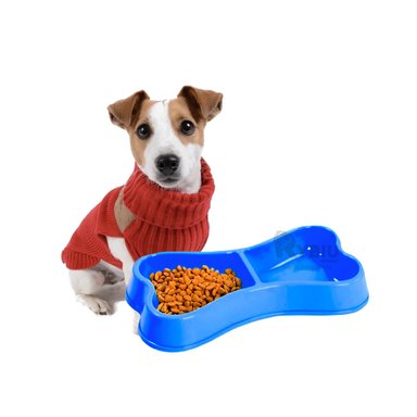PLATO COMIDA PERRO Y GATO MA31291 RYBIU DOBLE M AZUL + PAPEL REGALO