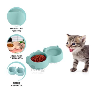 COMEDERO GATO MA31285 RYBIU FUNCIONAL DUAL CAT CELESTE + REGALO AGENDITA