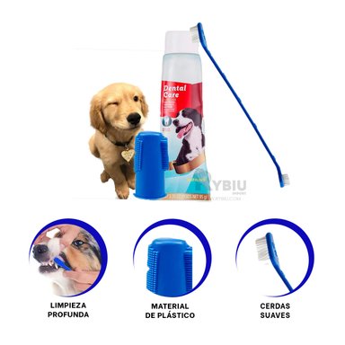 ACCESORIOS PERROS GATOS RYBIU MA29502 JUEGO CEPILLOS PASTA AZUL + ENVOLTORIO REGALO