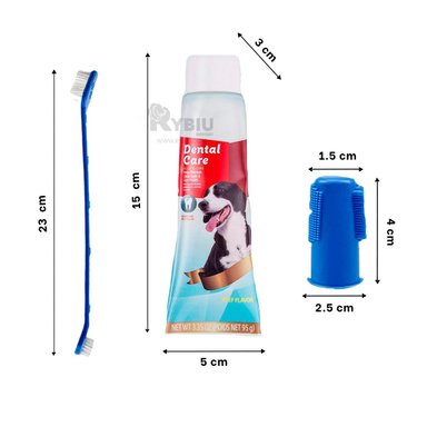 SET ACCESORIOS PERROS GATOS RYBIU MA29502 SALUD DENTAL MASCOTAS AZUL + LIGAS REGALO