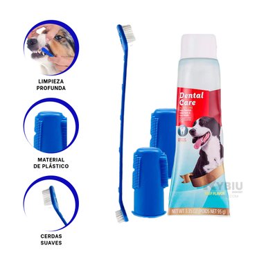ACCESORIOS PERROS GATOS RYBIU MA29502 JUEGO LIMPIEZA BUCAL MASCOTAS AZUL + REGALO AGENDITA