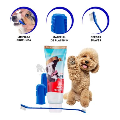 ACCESORIOS PERROS GATOS RYBIU MA29502 JUEGO LIMPIEZA DENTAL MASCOTAS AZUL + GIFT STICKERS