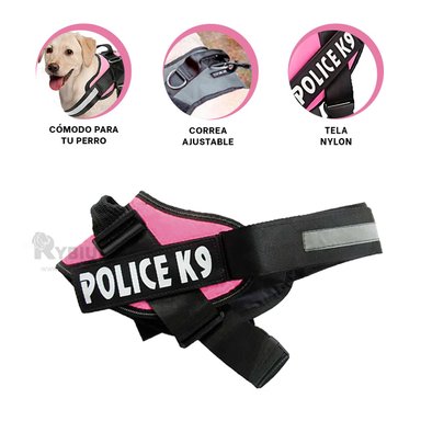 CORREA PERROS RYBIU CANINOS CASA ROSADO + BANDERITAS ADHESIVAS - 2