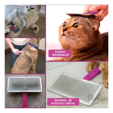 CEPILLO PERROS Y GATOS RYBIU CONSENTIR TALLA XL FUCSIA + PAPEL REGALO