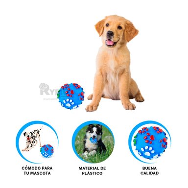 BOLA PERROS RYBIU DISEÑO EN CELESTE TALLA L + ENVOLTORIO REGALO