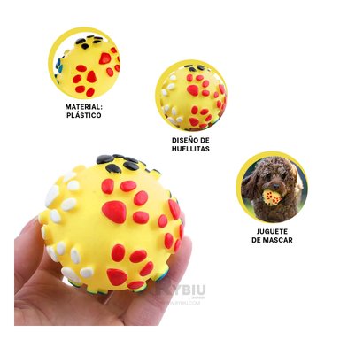JUGUETE PERROS RYBIU DISEÑO HUELLITAS EN AMARILLO + REGALO AGENDITA