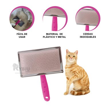 PEINE PERROS Y GATOS RYBIU CON MANGO ERGONOMICO XL EN FUCSIA + MINIAGENDA