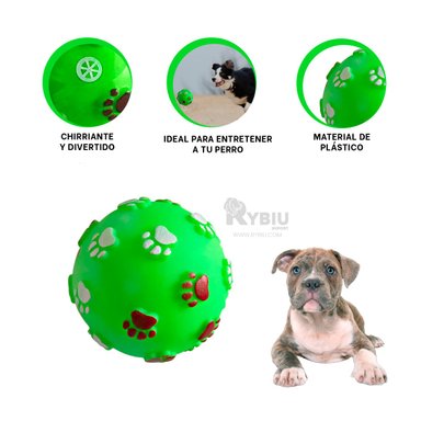 BOLA PERROS RYBIU CON RELIEVE PISADAS EN VERDE + STICKERS
