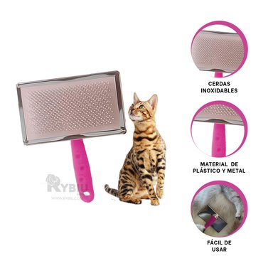 PEINE PERROS Y GATOS RYBIU PELUSAS CUADRADA XL EN FUCSIA + AGENDITA