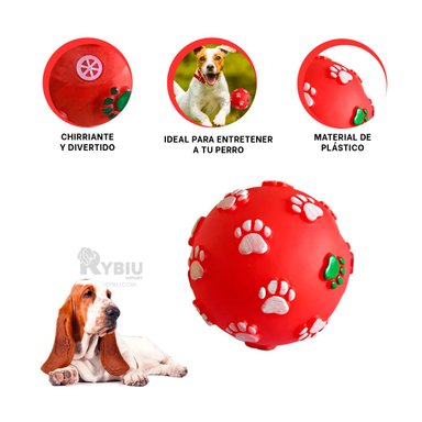 BOLA PERROS RYBIU CON RELIEVE PISADAS EN ROJO + STICKERS