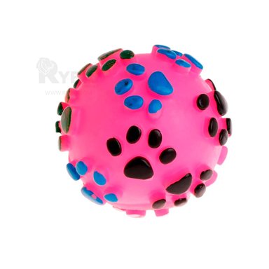 BOLA PERRO RYBIU HUELLITAS EN ROSADO TALLA L + STICKERS