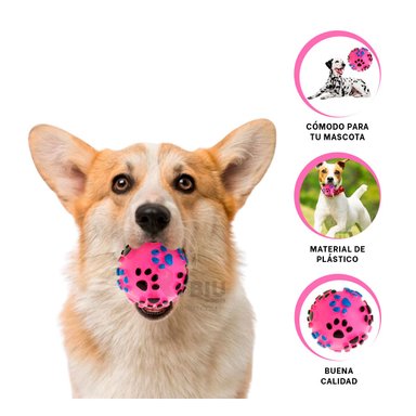 BOLA MASCOTAS RYBIU RESISTENTE EN ROSADO TALLA L + STICKERS