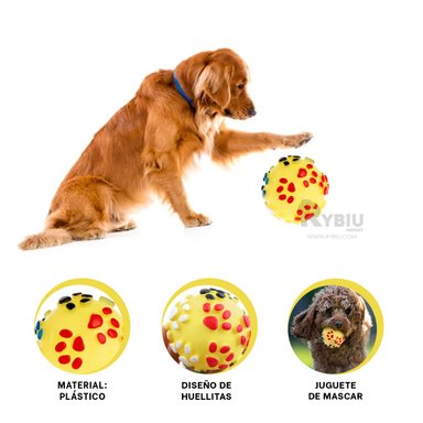 BALON PERROS RYBIU REDONDO EN AMARILLO + BANDERITAS ADHESIVAS