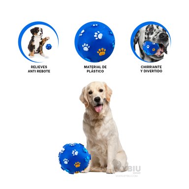BOLA MASCOTAS RYBIU RESISTENTE AZUL TALLA L + STICKERS