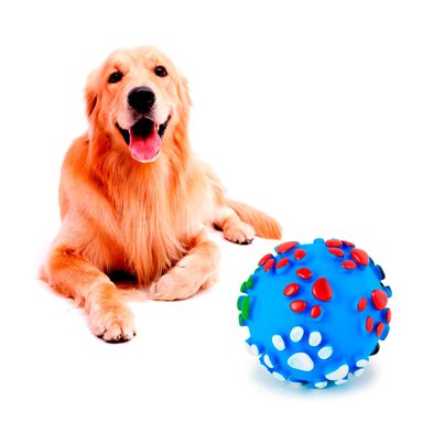 JUGUETE PERROS RYBIU REDONDO EN CELESTE TALLA L + BANDERITAS ADHESIVAS