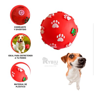 BOLA PERROS RYBIU EXTRA FUERTE CON SONIDO EN ROJO + AGENDITA