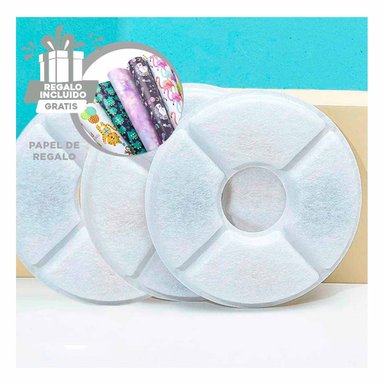 SET ACCESORIOS PERROS GATOS RIPLEY MA29853 FILTRADORES FUENTE CANINA BLANCO + PAPEL REGALO