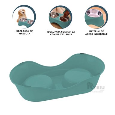 TAZON PERRO Y GATO PC120 RYBIU MULTIESPACIOS CELESTE + BANDERITAS ADHESIVAS