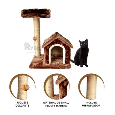 CASA GATOS MA31121 DESCANSO GATUNO MARRON + ENVOLTORIO REGALO RYBIU - 2
