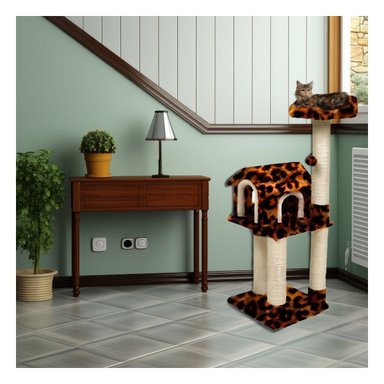 CAMA GATOS MA31125 RASCADORA 3 PISOS ANIMAL PRINT + POST IT ADHESIVOS RYBIU - 2