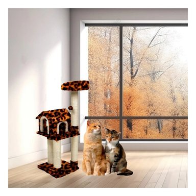 CAMA GATOS MA31125 RASCADORA 3 PISOS ANIMAL PRINT + POST IT ADHESIVOS RYBIU - 3