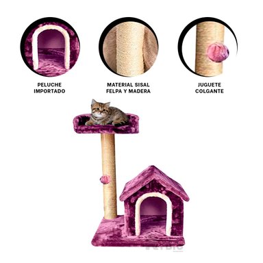 JUEGO DIDÁCTICO GATOS MA31120 TORRE JUEGOS PISO DOBLE EN LILA + BANDERITAS ADHESIVAS RYBIU
