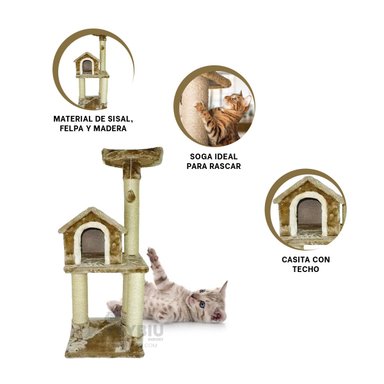 JUEGO DIDÁCTICO GATOS MA31130 TORRE CON JUGUETE COLGANTE MOSTAZA + REGALO AGENDITA RYBIU